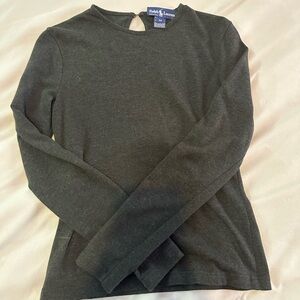 Ralph Lauren Black Sweatshirt with Crew Neck Long Sleeve and Cut Out Style